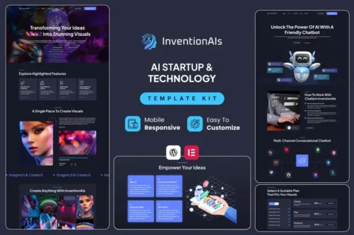 Mua InventionAIs - AI Startups & Technology Elementor Template Kit giá rẻ