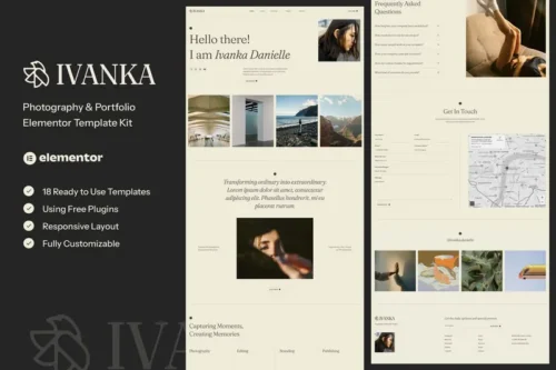 Mua Ivanka - Photography & Portfolio Elementor Template Kit giá rẻ