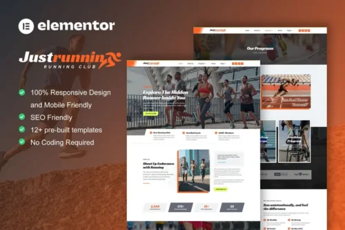 Mua JustRunnin - Running Club Marathon & Sport Event Elementor Template Kit giá rẻ
