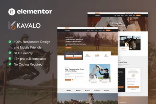 Mua Kavalo - Horse Riding Club Elementor Pro Template Kit giá rẻ