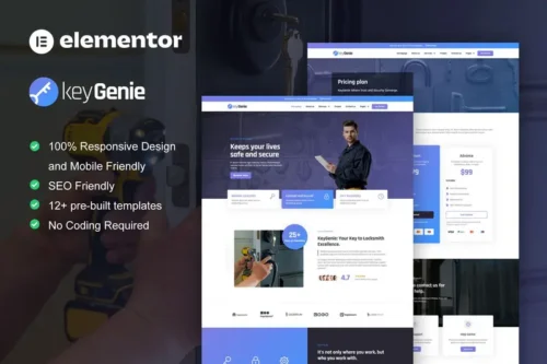 Mua KeyGenie - Locksmith & Key Maker Service Elementor Template Kit giá rẻ