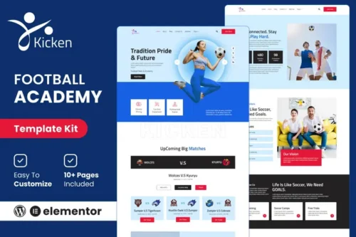 Mua Kicken - Football & Sports Academy Elementor Template Kit giá rẻ