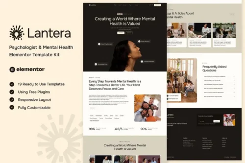 Mua Lantera - Psychologist & Mental Health Elementor Template Kit giá rẻ
