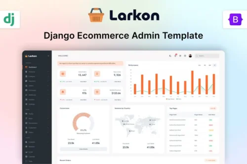 Mua Larkon - Django Ecommerce Admin Dashboard Template giá rẻ