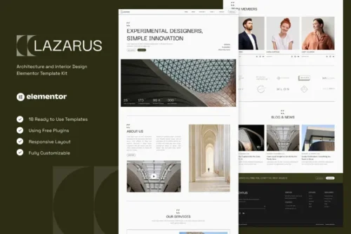 Mua Lazarus - Architecture & Interior Design Elementor Template Kit giá rẻ