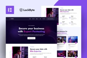 Mua LockByte - Cyber Security Services Elementor Pro Template Kit giá rẻ