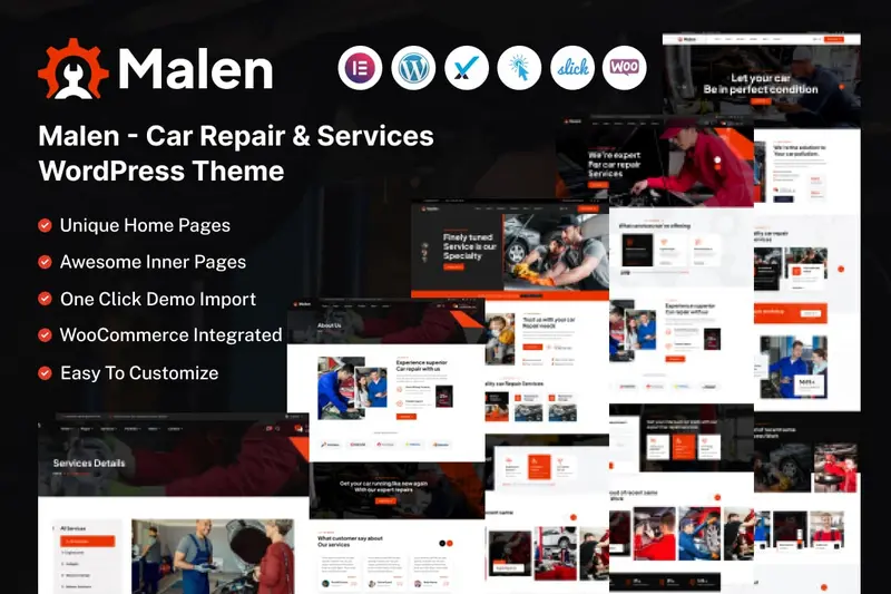 Mua Malen - Car Service & Repair WordPress Theme giá rẻ