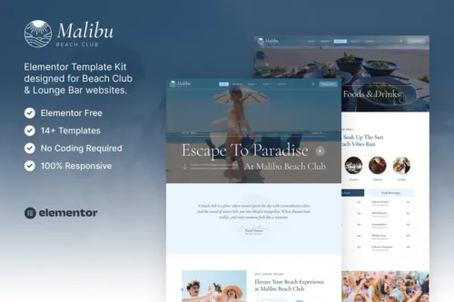 Mua Malibu – Beach Club & Lounge Bar Elementor Template Kit giá rẻ
