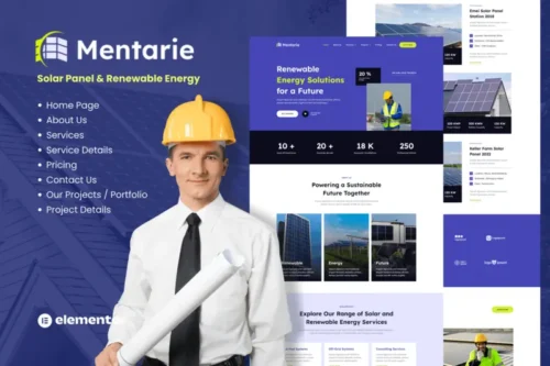 Mua Mentarie - Solar Panel & Sustainable Energy Elementor Template Kit giá rẻ