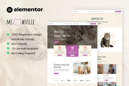 Mua MeowVille - Animal Shelter & Cat Breeder Elementor Template Kit giá rẻ