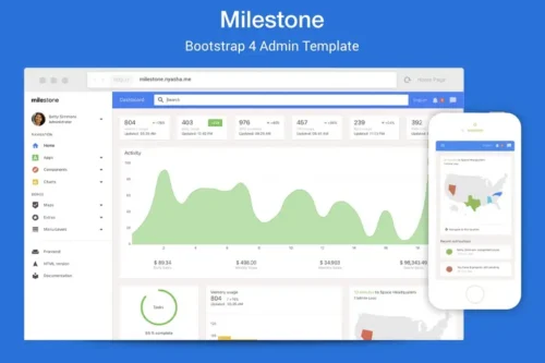 Mua Milestone - Bootstrap 4 Admin Template giá rẻ