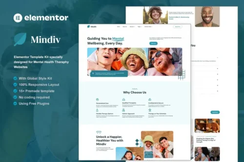 Mua Mindiv - Mental Health Therapy Elementor Template Kit giá rẻ