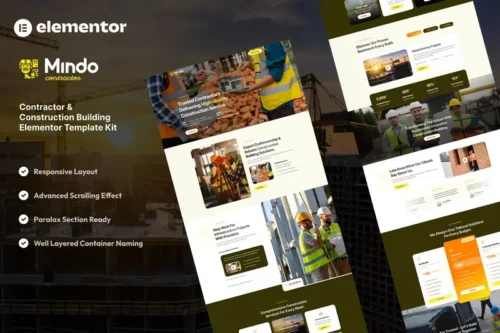 Mua Mindo - Contractor & Construction Building Elementor Template Kit giá rẻ