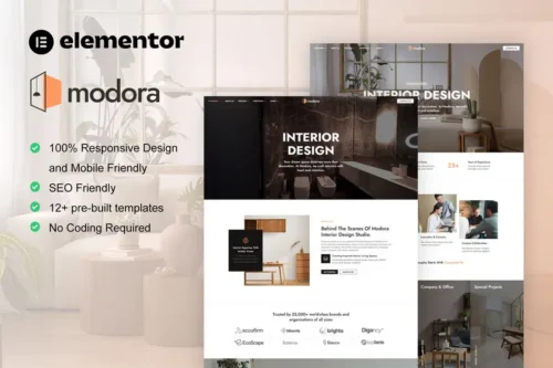 Mua Modora - Interior Design & Architecture Service Elementor Pro Template Kit giá rẻ