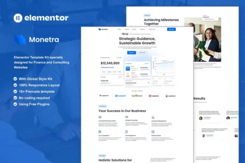 Mua Monetra - Finance and Consulting Elementor Template Kit giá rẻ