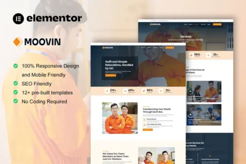 Mua Moovin - Moving Company Elementor Pro Template Kit giá rẻ