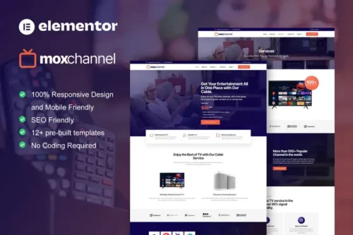 Mua MoxChannel - TV Channel Service Elementor Template Kit giá rẻ
