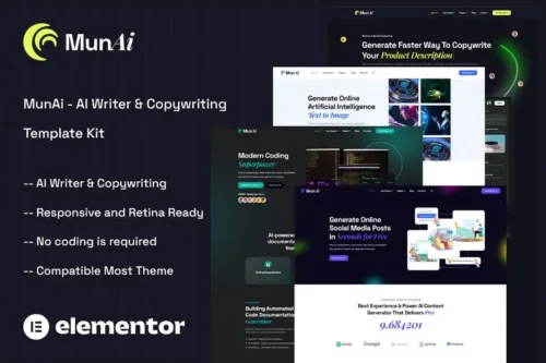 Mua MunAi - AI Writer & Copywriting App Elementor Template Kit giá rẻ
