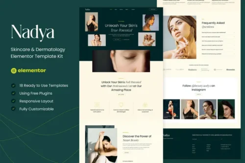 Mua Nadya - Skincare & Dermatology Elementor Template Kit giá rẻ