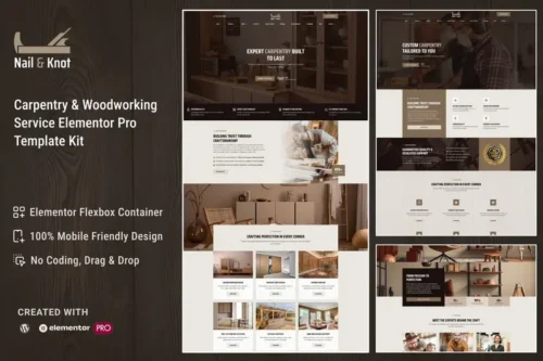 Mua Nail&Knot - Carpentry & Woodworking Service Elementor Pro Template Kit giá rẻ