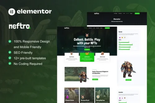 Mua Neftro - Game NFT Elementor Template Kit giá rẻ