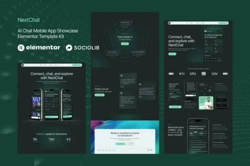 Mua NextChat - AI Chat Mobile App Showcase Elementor Template Kit giá rẻ