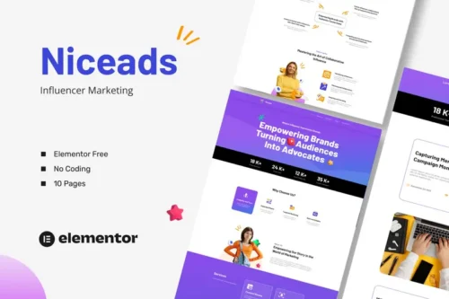 Mua Niceads - Influencer Marketing Elementor Template Kit giá rẻ
