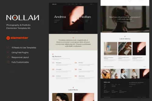 Mua Nollan - Photography & Portfolio Elementor Template Kit giá rẻ