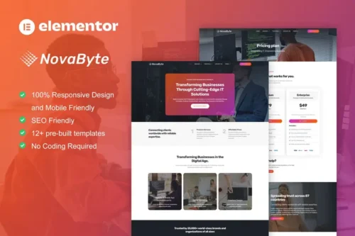 Mua Novabyte - IT Solutions & Services Company Elementor Pro Template Kit giá rẻ