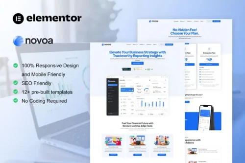 Mua Novoa - Saas & Finance Software Service Elementor Template Kit giá rẻ