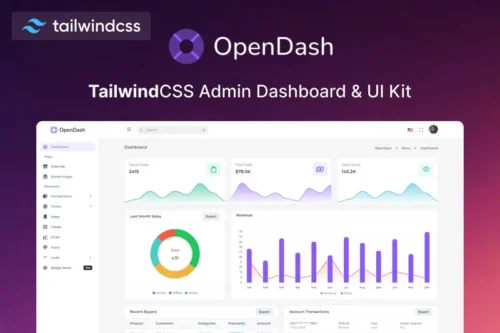 Mua OpenDash - Tailwind CSS 3 Admin Layout & UI Kit giá rẻ
