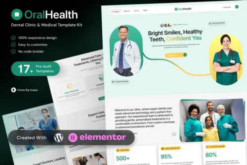 Mua OralHealth - Dental Clinic & Medical Elementor Template Kit giá rẻ