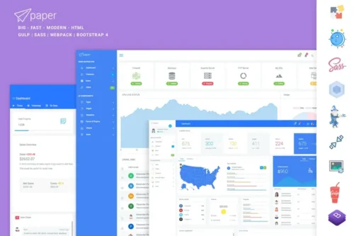 Mua Paper Panel Bootstrap 4 Admin Dashboard Template giá rẻ