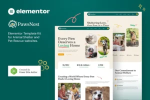 Mua PawsNest – Animal Shelter & Pet Rescue Elementor Template Kit giá rẻ