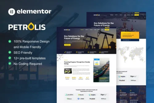 Mua Petrolis - Oil Company & Industrial Elementor Pro Template Kit giá rẻ