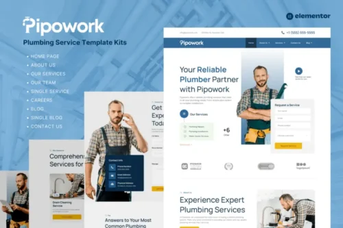 Mua Pipowork - Plumbing Service Business Elementor Template Kits giá rẻ
