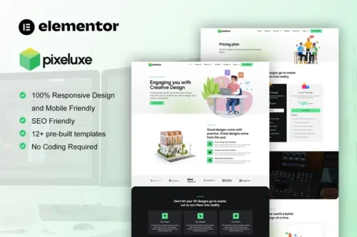 Mua Pixeluxe - 3D Design Studio Elementor Pro Template Kit giá rẻ