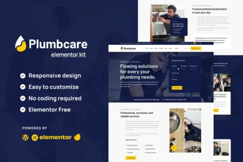 Mua PlumbCare - Plumbing Service Elementor Template Kit giá rẻ