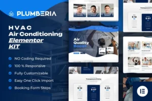 Mua Plumberia - Air Conditioning & HVAC Repair Service Elementor Pro Template Kit giá rẻ