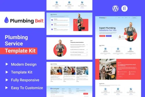 Mua Plumbing Bolt - Plumbing Services Elementor Template Kit giá rẻ