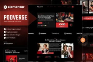 Mua Podverse - Radio Station & Podcaster Elementor Template Kit giá rẻ