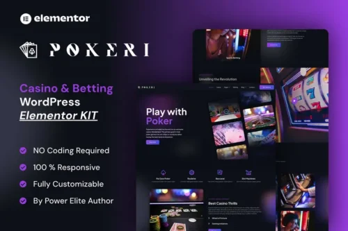 Mua Pokeri - Casino & Betting Elementor Pro Template Kit giá rẻ