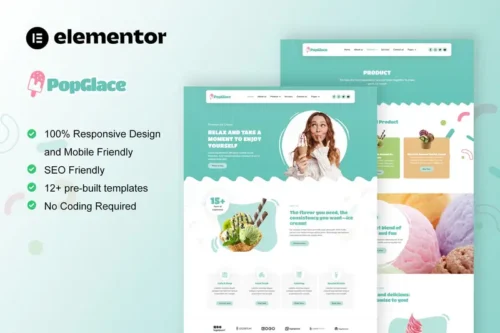 Mua PopGlace - Ice Cream Shop Elementor Template Kit giá rẻ