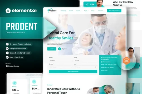 Mua Prodent - Dentist Dental Care Elementor Template Kit giá rẻ