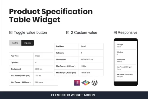 Mua Product Specification Table Widget For Elementor giá rẻ