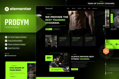 Mua Progym - Personal Trainers & Fitness Elementor Template Kit giá rẻ