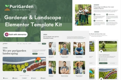 Mua PuriGarden - Gardener & Landscape Elementor Pro Template Kit giá rẻ