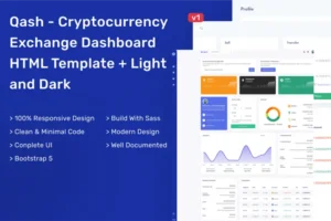 Mua Qash - Cryptocurrency Exchange HTML Dashboard giá rẻ