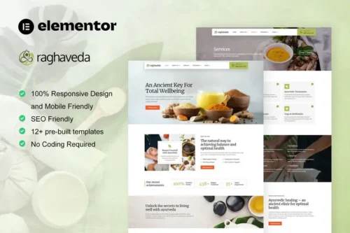 Mua Raghaveda - Ayurveda Treatment & Spa Elementor Template Kit giá rẻ