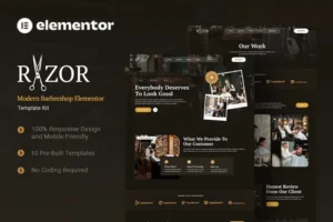 Mua Razor - Modern Barbershop Elementor Template Kit giá rẻ